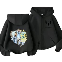 Messi Children's Hoodie Long Sleeve Zippered Hood Sportswear for Baby Boys 3-14 Years Old Spring Fall Football Jacket.