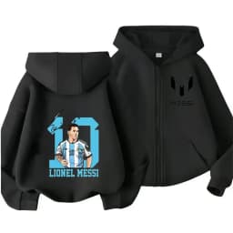 Messi Children's Hoodie Long Sleeve Zippered Hood Sportswear for Baby Boys 3-14 Years Old Spring Fall Football Jacket.