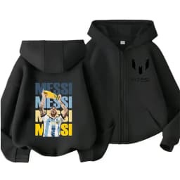 Messi Children's Hoodie Long Sleeve Zippered Hood Sportswear for Baby Boys 3-14 Years Old Spring Fall Football Jacket.