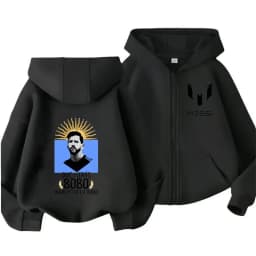 Messi Children's Hoodie Long Sleeve Zippered Hood Sportswear for Baby Boys 3-14 Years Old Spring Fall Football Jacket.