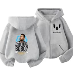 Messi Children's Hoodie Long Sleeve Zippered Hood Sportswear for Baby Boys 3-14 Years Old Spring Fall Football Jacket.