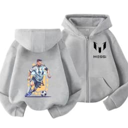 Messi Children's Hoodie Long Sleeve Zippered Hood Sportswear for Baby Boys 3-14 Years Old Spring Fall Football Jacket.