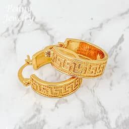 Textured Simple Round 18K Gold Plated Hoop Earrings for Women Circle Earring Party Wedding Gifts Italian African Jewelry Sets