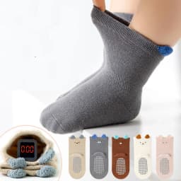 5 pairs of boys and girls' anti slip socks with cute cartoon animal patterns, comfortable and breathable baby floor socks