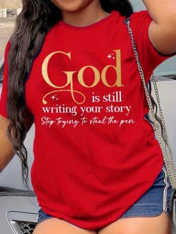 God Is Still Writing Your Story Women's Tee Faith Graphic Casual Yellow Tops Letter Printing Summery2k Shirt Female Streetwear