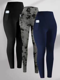 3 Pack High Waisted Leggings with Pockets Women Super Soft Tummy Control Yoga Workout Running Casual Home Wear