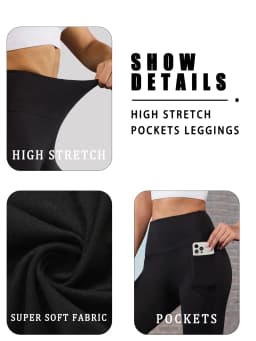3 Pack High Waisted Leggings with Pockets Women Super Soft Tummy Control Yoga Workout Running Casual Home Wear