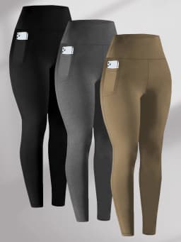 3 Pack High Waisted Leggings with Pockets Women Super Soft Tummy Control Yoga Workout Running Casual Home Wear