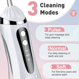 3 Modes 5 Nozzles Water Flosser 1600 Pulses/min 0.6mm Fine Jet Food Grade High Pulse Oral Irrigator for Teeth Cleaning Gum Care