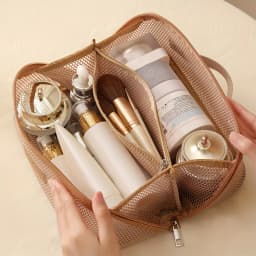 Luxury Makeup Organizer Bag, Female Cosmetic Travel Case with Zipper, Large Capacity Toiletry Storage Pouch for Women Makeup Bag