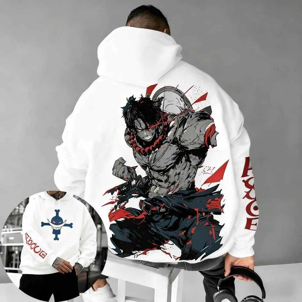 2026 New One Piece Portgas D Ace Printed Hoodie Sweatshirt Men's and Women's Hoodie Men's Tops Sports Hoodie Harajuku Y2K Hoodie