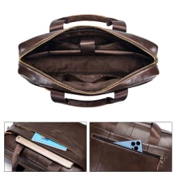 Men's Genuine Leather Luxury Briefcase 15.6 Inch Laptop Bag Business Office Handbag Computer Bag