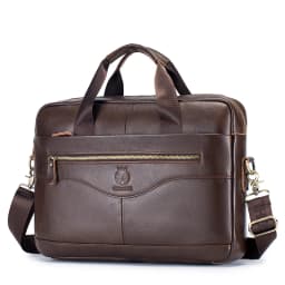 Men's Genuine Leather Luxury Briefcase 15.6 Inch Laptop Bag Business Office Handbag Computer Bag