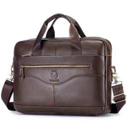 Men's Genuine Leather Luxury Briefcase 15.6 Inch Laptop Bag Business Office Handbag Computer Bag