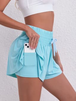 Running, Tennis, Pocket Sports Shorts, High-Waisted Women's Shorts, Anti-Upward Exposure Pants