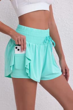 Running, Tennis, Pocket Sports Shorts, High-Waisted Women's Shorts, Anti-Upward Exposure Pants