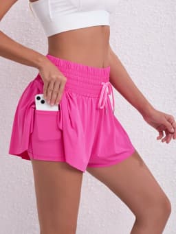 Running, Tennis, Pocket Sports Shorts, High-Waisted Women's Shorts, Anti-Upward Exposure Pants