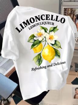 Men's Retro Style T-Shirt Limoncello Lemon Liqueur Print Crew Neck Short Sleeve Polyester Tops with "Refreshing" Text M-4XL