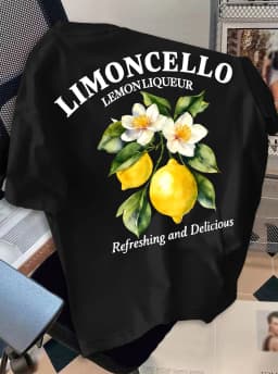 Men's Retro Style T-Shirt Limoncello Lemon Liqueur Print Crew Neck Short Sleeve Polyester Tops with "Refreshing" Text M-4XL