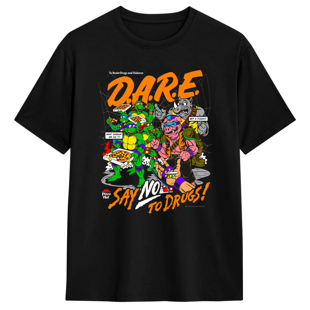 TMNT D.A.R.E. Just Say No 100 Cotton T-Shirts Hipster Tshirt for Men's Summer Aesthetic Printed Short Sleeve Top Tees