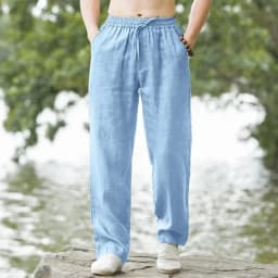 2025 New Men Spring Summer Quality Trousers Mens Cotton Hemp Breathable Comfortable Casual Home Straight Pants Linen Men's Pants
