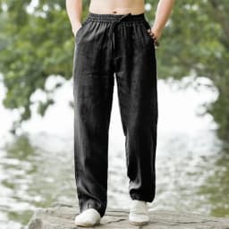 2025 New Men Spring Summer Quality Trousers Mens Cotton Hemp Breathable Comfortable Casual Home Straight Pants Linen Men's Pants
