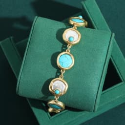 Luxury Designer Vintage Turquoise Baroque Pearl Bracelets Antique Gifts Palace Style Gold Plated Jewelry For Women 2026 Wedding