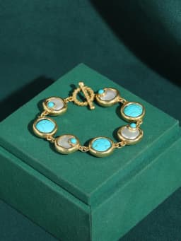 Luxury Designer Vintage Turquoise Baroque Pearl Bracelets Antique Gifts Palace Style Gold Plated Jewelry For Women 2026 Wedding