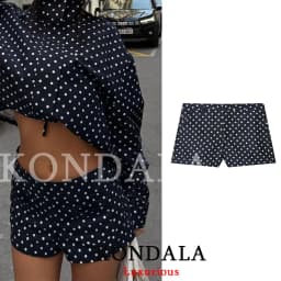 KONDALA Casual Polka Dot Women Suits Oversized Bomber Jackets Mini Shorts Fashion 2026 Spring Summer Y2K Girl Holiday Beach Set