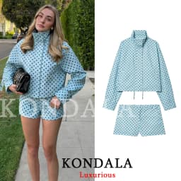 KONDALA Casual Polka Dot Women Suits Oversized Bomber Jackets Mini Shorts Fashion 2026 Spring Summer Y2K Girl Holiday Beach Set