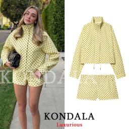KONDALA Casual Polka Dot Women Suits Oversized Bomber Jackets Mini Shorts Fashion 2026 Spring Summer Y2K Girl Holiday Beach Set
