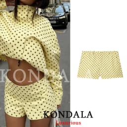 KONDALA Casual Polka Dot Women Suits Oversized Bomber Jackets Mini Shorts Fashion 2026 Spring Summer Y2K Girl Holiday Beach Set