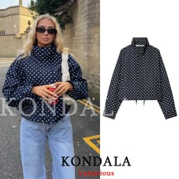 KONDALA Casual Polka Dot Women Suits Oversized Bomber Jackets Mini Shorts Fashion 2026 Spring Summer Y2K Girl Holiday Beach Set