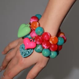 Boho Colorful Round Beads Heart Pendant Elastic Bracelets Fashion Geometric Beaded Bangle Bracelet Women Jewelry Gifts