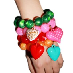 Boho Colorful Round Beads Heart Pendant Elastic Bracelets Fashion Geometric Beaded Bangle Bracelet Women Jewelry Gifts