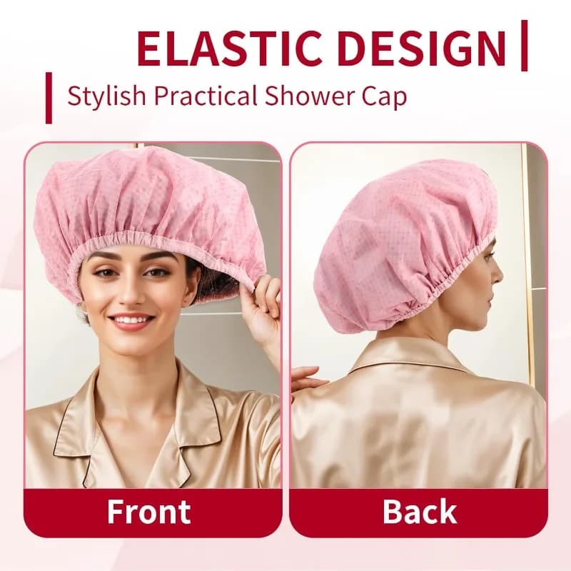 Double Layer Tin Foil Hair Dye Cap Thermal Hair Care Steaming Cap Women Long Shower Cap Printed Waterproof Bathroom Hat
