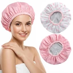 Double Layer Tin Foil Hair Dye Cap Thermal Hair Care Steaming Cap Women Long Shower Cap Printed Waterproof Bathroom Hat