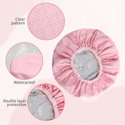 Double Layer Tin Foil Hair Dye Cap Thermal Hair Care Steaming Cap Women Long Shower Cap Printed Waterproof Bathroom Hat