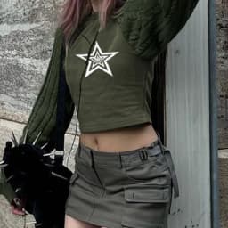 2026 New Women Color Block Shoulder Sleeve Top European American Trend Simple Spicy Girl Style