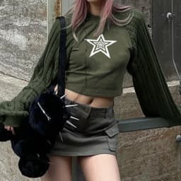 2026 New Women Color Block Shoulder Sleeve Top European American Trend Simple Spicy Girl Style