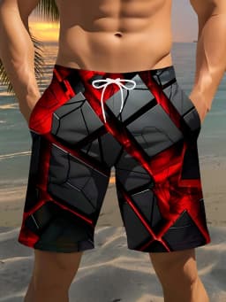 New Hot Selling Fashion Personalized 3D Geometric Beach Style 3D Printed Street Casual Y2k Shorts for The Summer of 2026