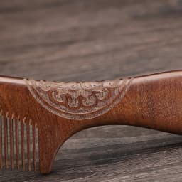 Golden Silk Sandalwood Massage Comb: Anti-static Meridian Hair Care Tool. Thickened Carved Wooden Design, Multi-spec