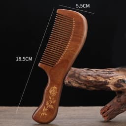 Golden Silk Sandalwood Massage Comb: Anti-static Meridian Hair Care Tool. Thickened Carved Wooden Design, Multi-spec