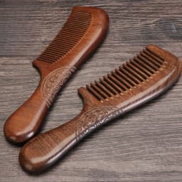 Golden Silk Sandalwood Massage Comb: Anti-static Meridian Hair Care Tool. Thickened Carved Wooden Design, Multi-spec