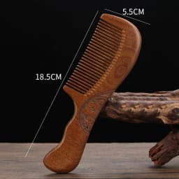 Golden Silk Sandalwood Massage Comb: Anti-static Meridian Hair Care Tool. Thickened Carved Wooden Design, Multi-spec