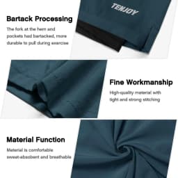 TENJOY Men's 2-in-1 Running Shorts 5-inch or 7-inch Quick-Drying Fitness Shorts Men with Mobile Pocket