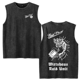 Brothers in Arms Skeleton Vintage Acid Washed Tank Tops T Shirts Men Women Clothing Casual Oversized Sleeveless Vest T-shirts