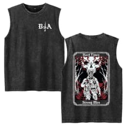 Brothers in Arms Skeleton Vintage Acid Washed Tank Tops T Shirts Men Women Clothing Casual Oversized Sleeveless Vest T-shirts