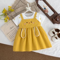 Baby Dress Summer Cartoon Cute Short-Sleeved Baby Girl Dress Sweet Beach Children's Dress Baby Girl Clothing