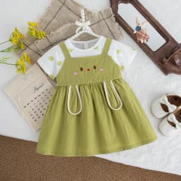 Baby Dress Summer Cartoon Cute Short-Sleeved Baby Girl Dress Sweet Beach Children's Dress Baby Girl Clothing
